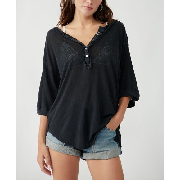 Free People Tops - FREE PEOPLE Care FP Maribell Henley / Black